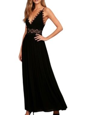 🖤 Lulu's Black Lace Backless Dress Size Large